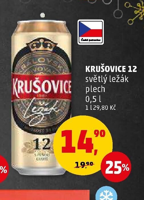 KRUŠOVICE 12 světlý ležák plech 0,5 l