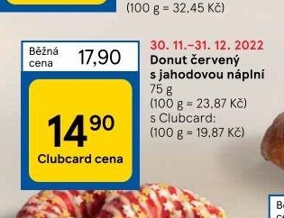 Donut červený s jahodovou náplní 75 g
