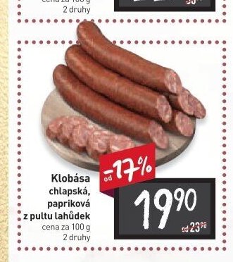 Klobása chlapská, papriková z pultu lahůdek