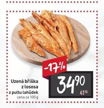 Uzená bříška z lososa z pultu lahůdek