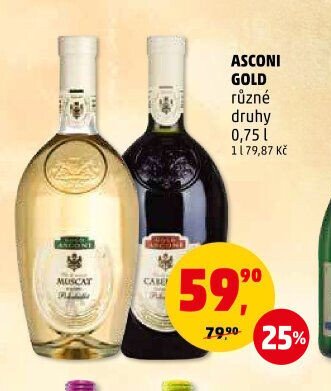 Asconi Gold různé druhy 0,75 l