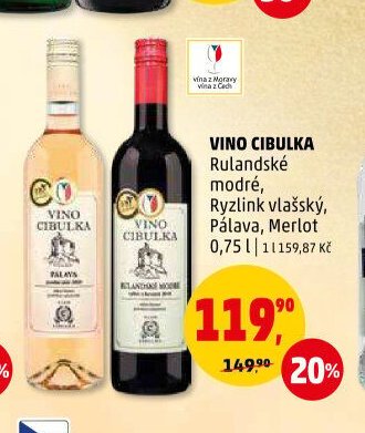Vino Cibulka Rulandské modré, Ryzlink vlašský, Pálava, Merlot 0,75 l