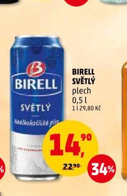Birell světlý plech 0,5 l