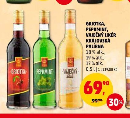 Griotka, Peprmint, Vaječný likér Královská palírna 0,5 l