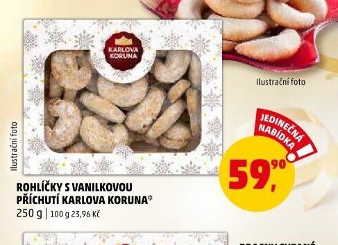 ROHLÍČKY S VANILKOVOU PŘÍCHUTÍ KARLOVA KORUNA