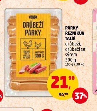 Párky Řezníkův talíř drůbeží, drůbeží se sýrem