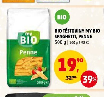 BIO TĚSTOVINY MY BIO SPAGHETTI, PENNE