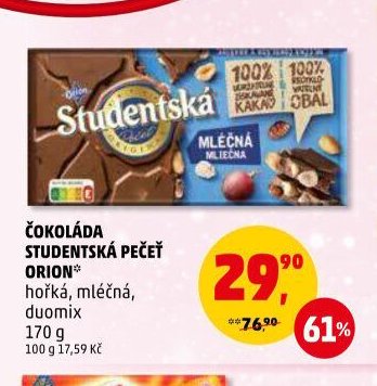 Čokoláda Studentská pečeť Orion