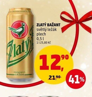 ZLATÝ BAŽANT světlý ležák plech 0,5 l