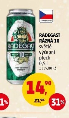 RADEGAST RÁZNÁ 10 světlé výčepní plech 0,5 l