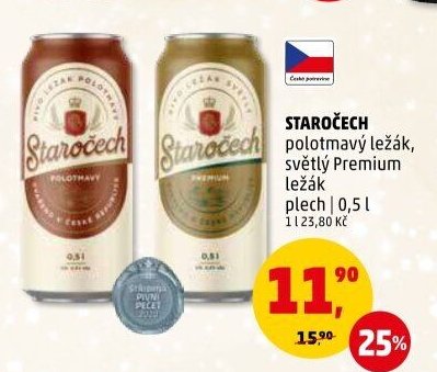 STAROČECH polotmavý ležák, světlý Premium plech | 0,5 l