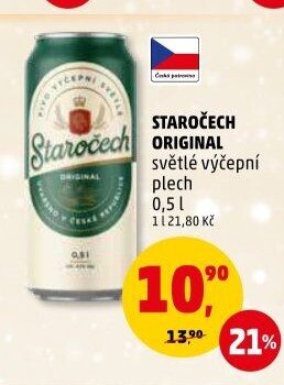 STAROČECH ORIGINAL světlé výčepní plech 0,5 l