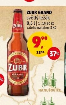 ZUBR GRAND světlý ležák 0,5 l