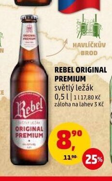 REBEL ORIGINAL PREMIUM světlý ležák 0,5 l