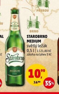 STAROBRNO MEDIUM světlý ležák 0,5 l