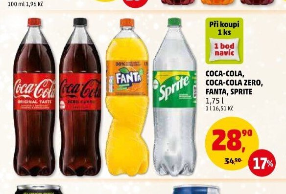 COCA-COLA, COCA-COLA ZERO, FANTA, SPRITE 1,75 l