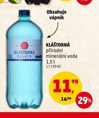 KLÁŠTORNÁ přírodní minerální voda 1,5 l