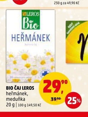 BIO ČAJ LEROS heřmánek, meduňka