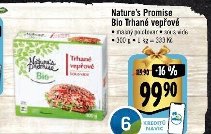 Maso vepřové trhané sous vide bio Nature'