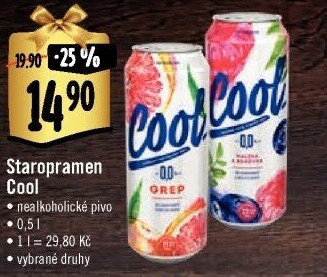Nealkoholické pivo ochucené Staropramen Cool