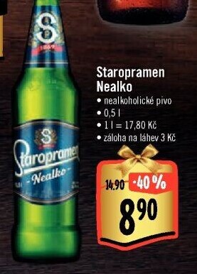 Nealkoholické pivo Staropramen