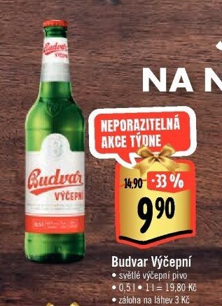 Pivo světlé výčepní Budweiser Budvar