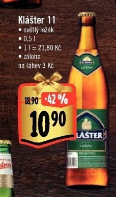 Pivo světlý ležák 11° Klášter