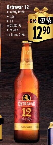 Pivo světlý ležák 12° Ostravar