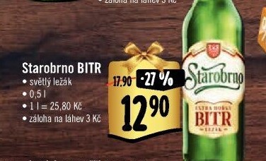 Pivo světlý ležák Bitr Starobrno