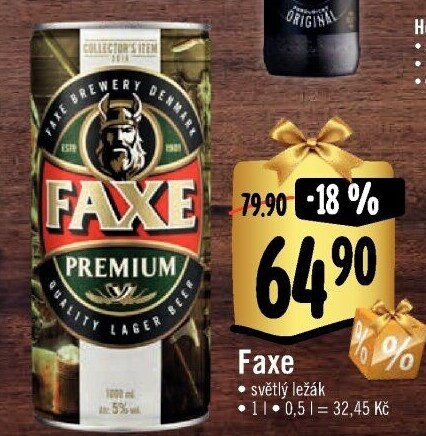 Pivo světlý ležák Faxe