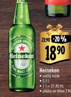 Pivo světlý ležák Heineken