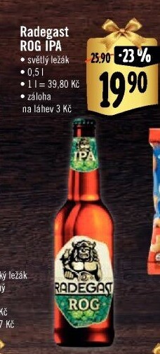 Pivo světlý výčepní speciál ROG IPA Radegast