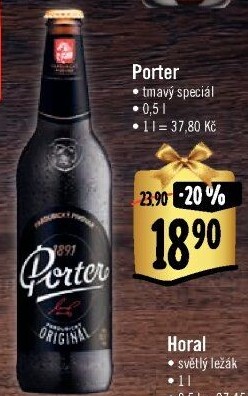 Pivo tmavé Pardubický Porter Pardubický pivovar