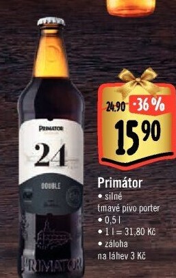 Pivo tmavý speciál Double 24° Primátor