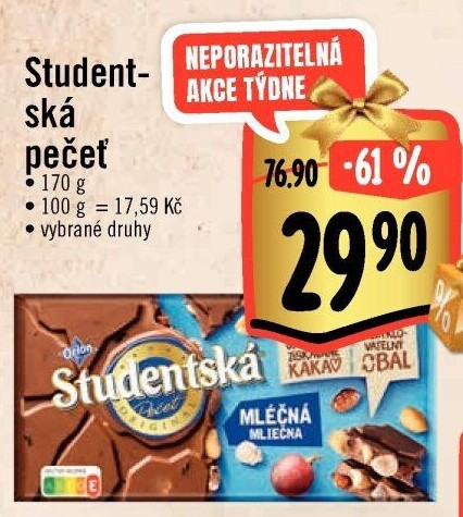 Čokoláda Studentská pečeť Orion