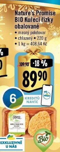 Kuřecí řízky obalované bio Nature'