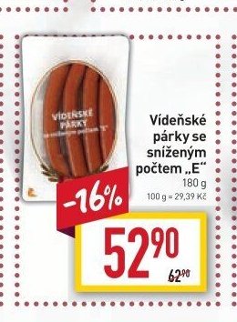 Vídeňské párky se sníženým počtem „E“