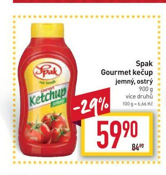 Spak Gourmet kečup jemný, ostrý 900 g