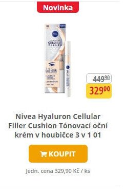 Nivea Hyaluron Cellular Filler Cushion Tónovací oční krém v houbičce 3 v 1 01