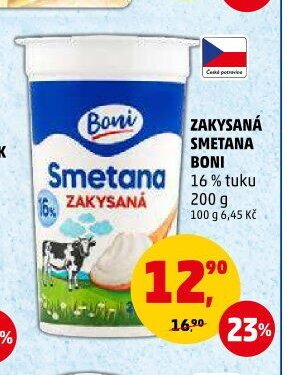 ZAKYSANÁ SMETANA BONI 16 % tuku
