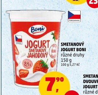SMETANOVÝ JOGURT BONI různé druhy