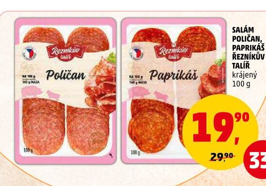 Salám Poličan Řezníkův talíř krájený
