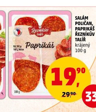Salám Paprikáš Řezníkův talíř krájený