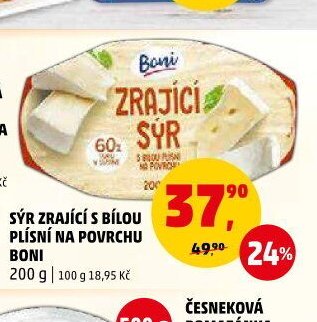 Sýr zrající s bílou plísní na povrchu Boni