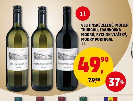 Veltlínské zelené, Müller Thurgau, Frankovka modrá, Ryzlink vlašský, Modrý Portugal
