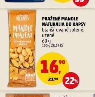 PRAŽENÉ MANDLE NATURALIA DO KAPSY