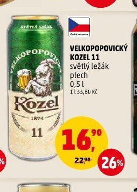 Velkopopovický Kozel 11 světlý ležák plech
