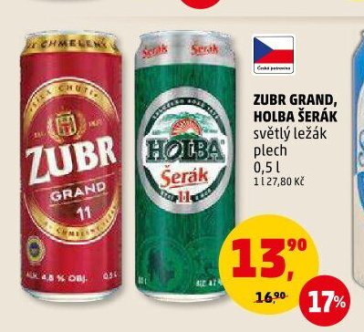 Zubr Grand, Holba Šerák světlý ležák plech