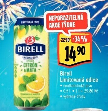 Nealkoholické pivo ochucené Birell