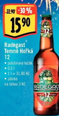 Pivo polotmavý ležák 12° Temně hořký Radegast